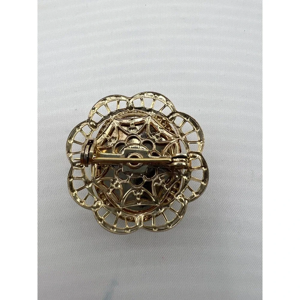 Vintage Green Wedding Gift Jewelry Oval Eilat Stone‎ Seed Pearls Pendant Brooch
